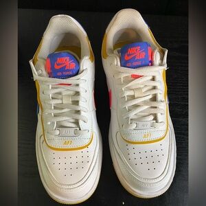 Rare Find. Nike Air Force one Low Shadow. White,Crimson, Blue,in great condition